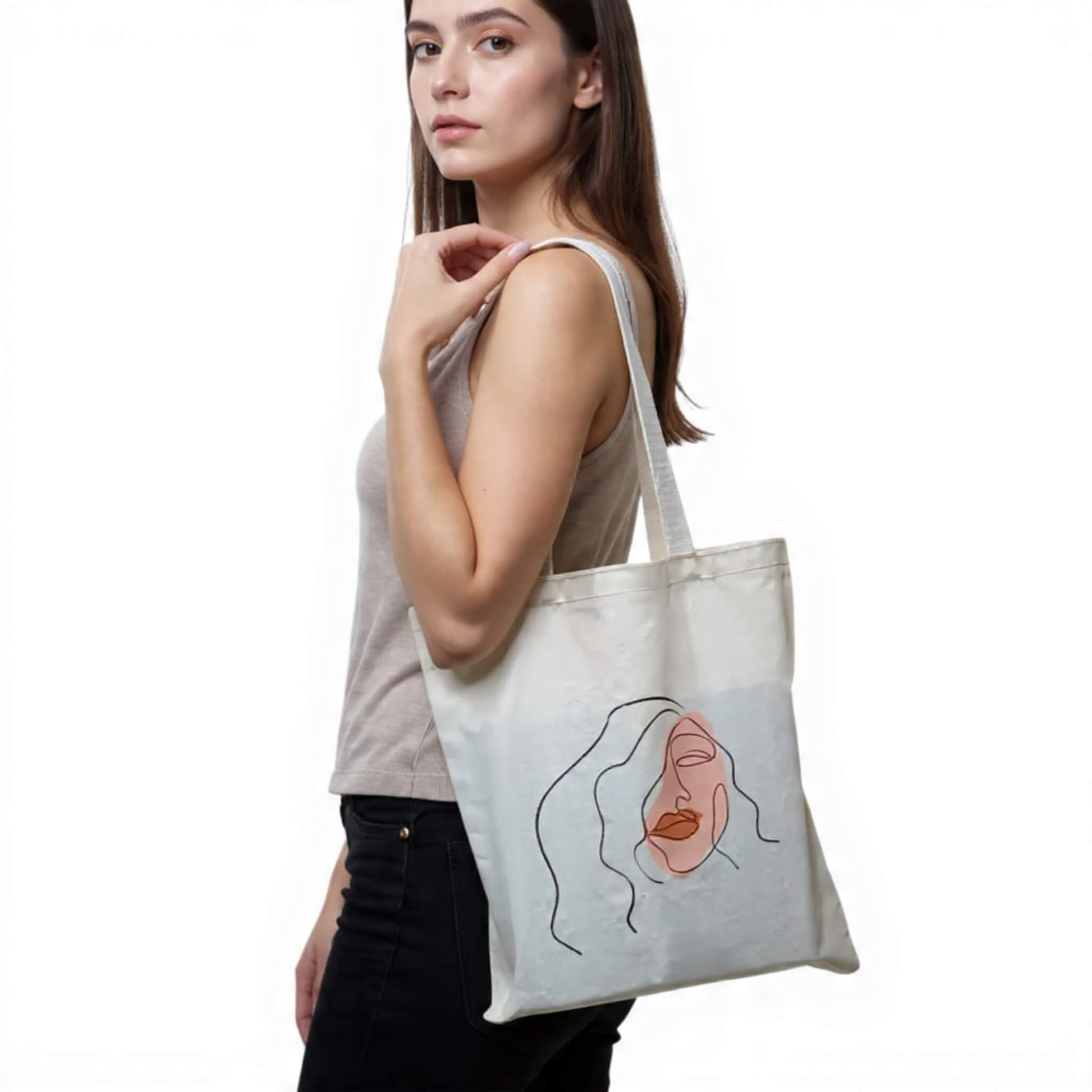 Güçlü kadınlar serisi: Organik bez çanta, ham bez çanta, alışveriş çantası, omuz çantası, kanvas çanta.