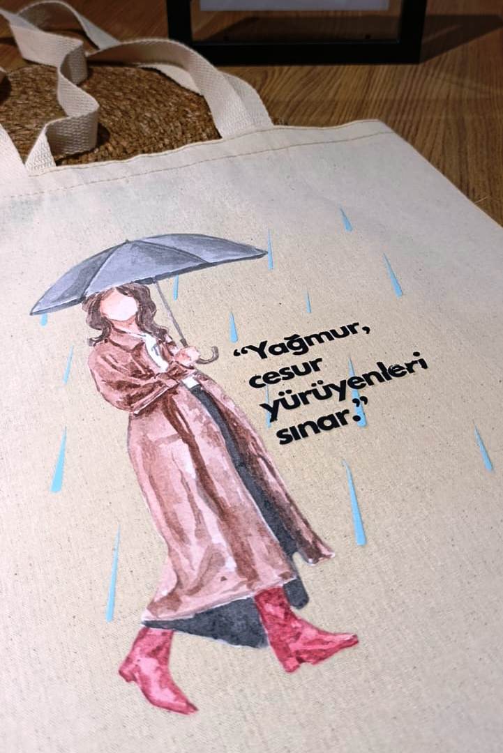 DTF baskılı sonbahar koleksiyonu bez çanta, günlük kullanım için zarif, dayanıklı ve doğadan ilham alan bir model – Hepiden